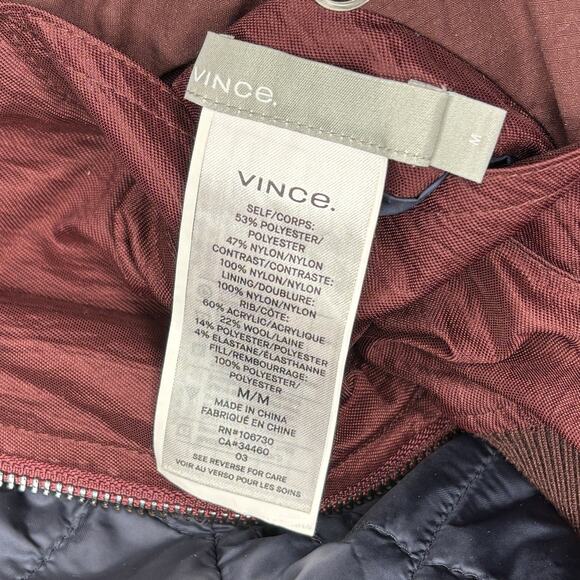 Vince Reversible Bomber Jacket Maroon Navy Blue Size Medium - Picture 11 of 13